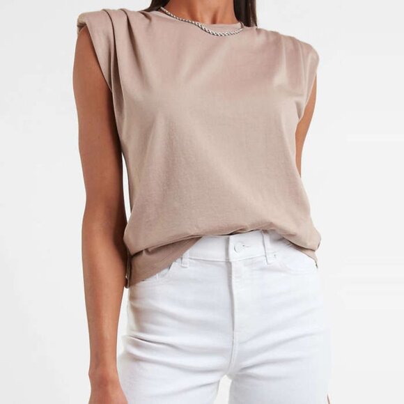 Express Mauve Shoulder Pad Sleeveless Tank | XS - Picture 1 of 1